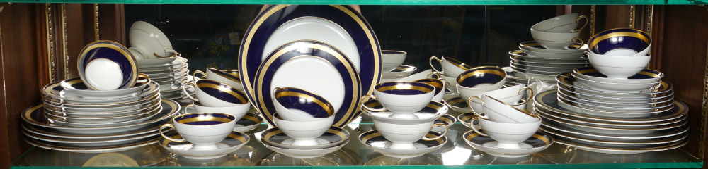 Appraisal: ROSENTHAL COBALT GOLD TRIM CHINA Approx pieces by Rosenthal with