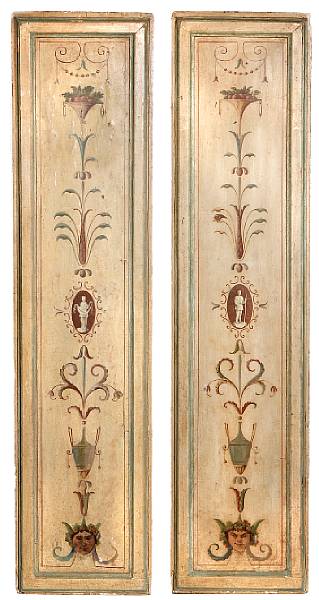 Appraisal: A pair of Italian Neoclassical painted panelslate th century Each