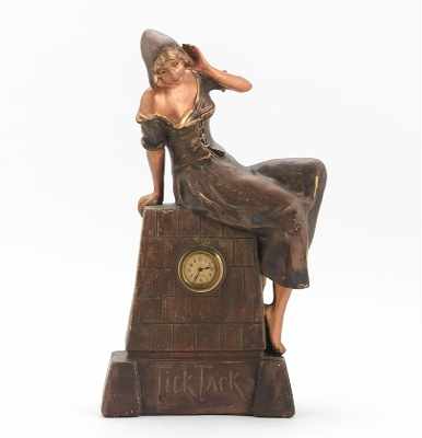 Appraisal: German Wurtemberg Figural Clock ca 's Tick Tack novelty clock