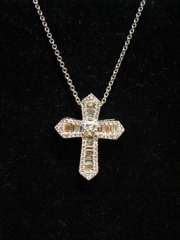 Appraisal: K white gold diamond cross with Italian chain