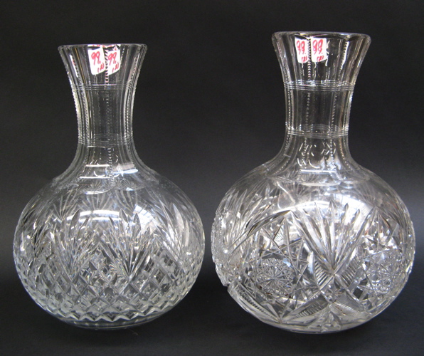 Appraisal: TWO AMERICAN HAND CUT AND ENGRAVED CARAFES c - Each