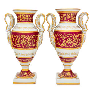 Appraisal: A Pair of French Parcel Gilt Porcelain Vases Camille Le