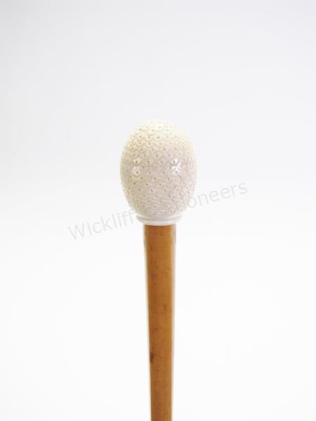 Appraisal: Rosary Cane solid wood shaft finely hand carved egg shaped