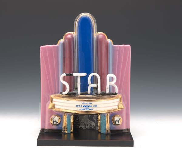 Appraisal: ART DECO CERAMIC NEON CINEMA SCULPTURE x x Ceramic sculpture