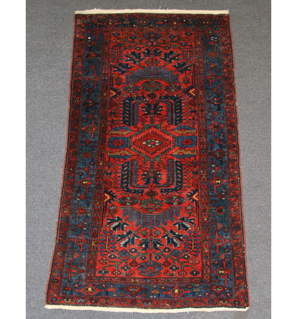 Appraisal: Hand loomed Oriental rug x Good condition missing fringe