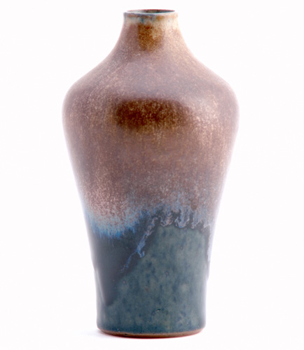 Appraisal: AUGUSTE DELAHERCHE Gres bottle-shaped vase covered in brown and cobalt