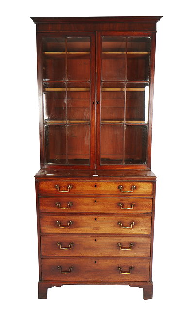 Appraisal: A GEORGE III MAHOGANY SECRETAIRE BOOKCASE the top with moulded