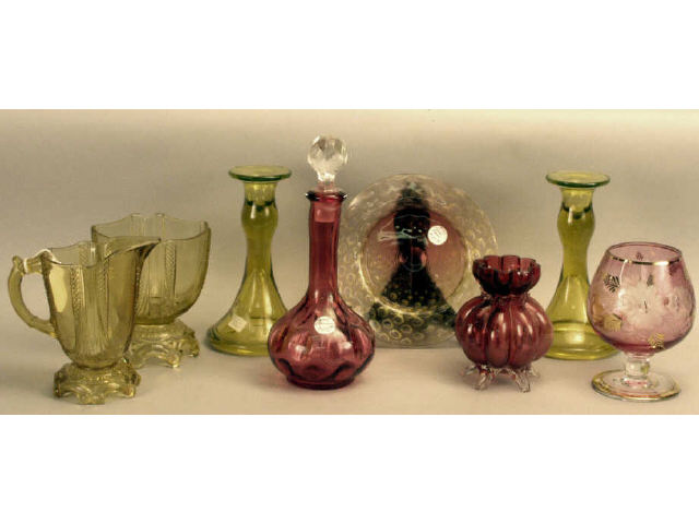 Appraisal: Collection of glass includes a Diamond Point Lopp pattern cream