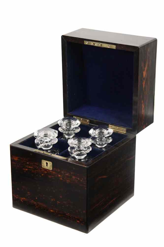 Appraisal: LIQUOR BOX - English Made Exotic Wood Liquor Box with