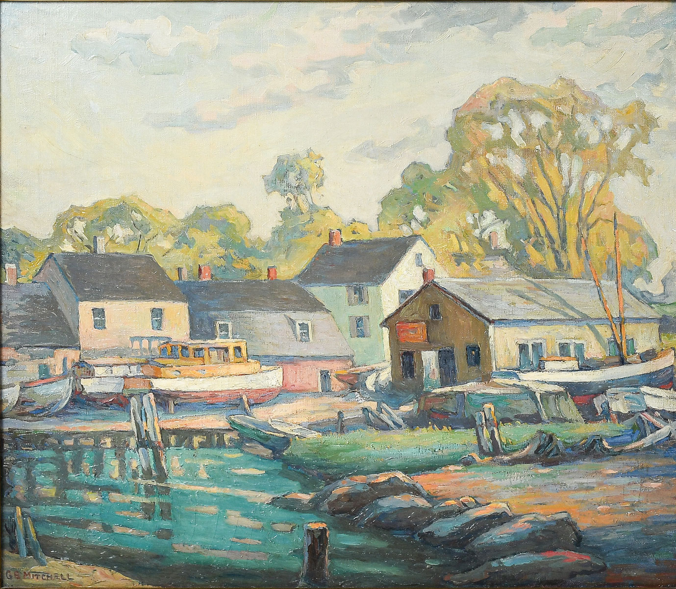 Appraisal: MITCHELL George Bertrand American - Riverside Village Oil Canvas ''