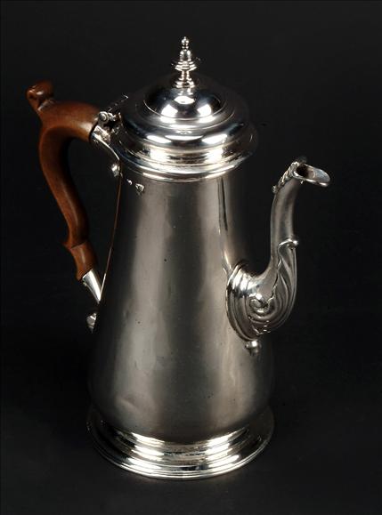 Appraisal: A George II silver straight-tapered coffee pot by Thomas Cooke