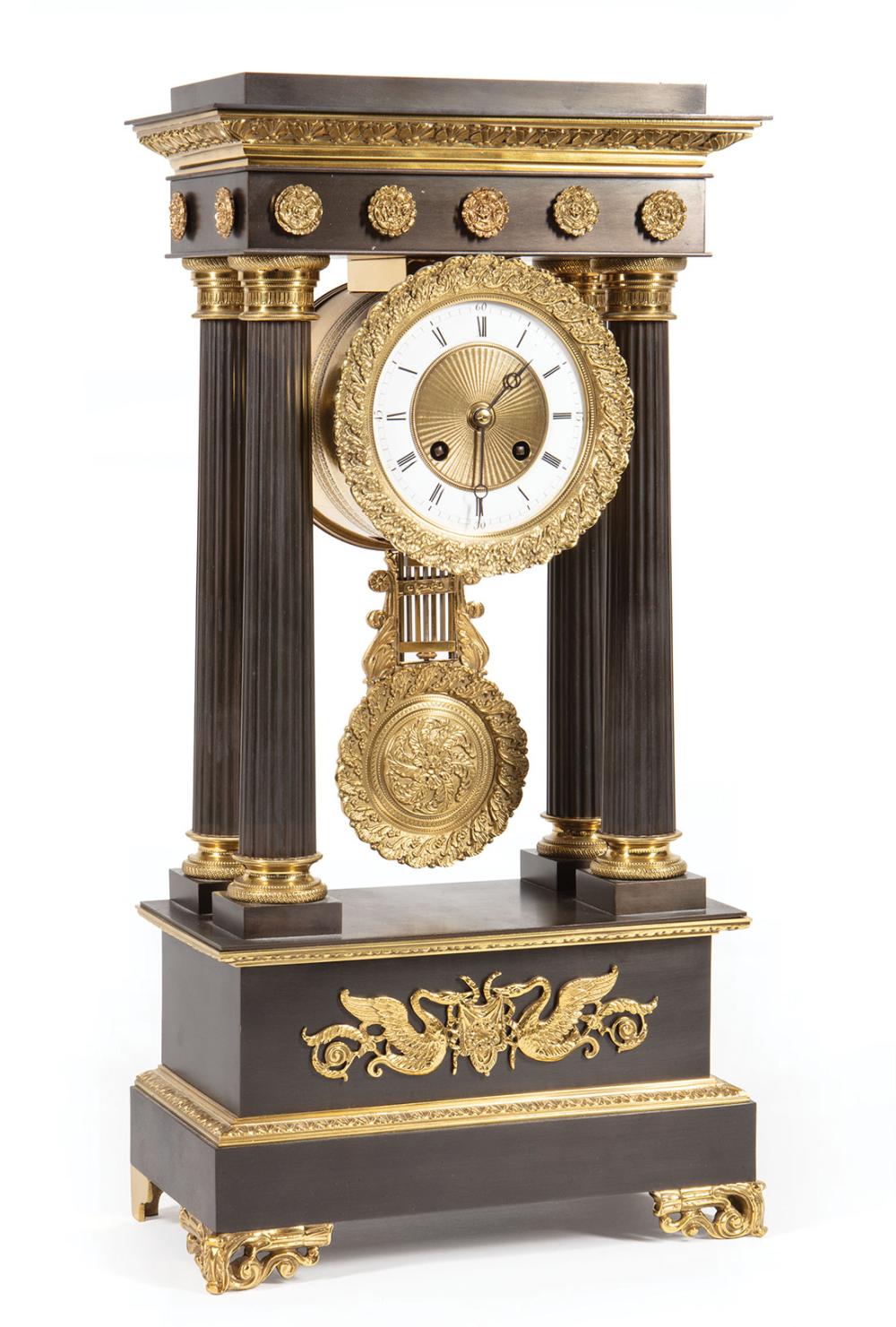 Appraisal: Napoleon III Patinated and Gilt Bronze Portico Clock th c