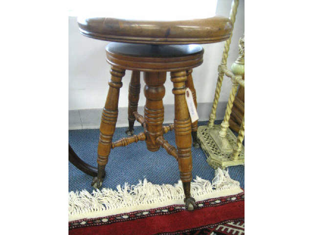 Appraisal: Victorian Piano or Organ Stool ball claw feet adjustable seat