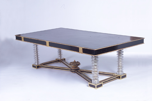 Appraisal: FRENCH ART DECO Large dining table with gilded details large