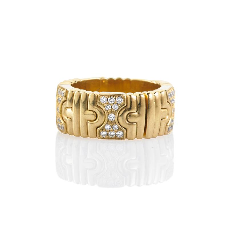 Appraisal: BULGARI PARENTESI K YELLOW GOLD DIAMOND RING Comfortable stretch model