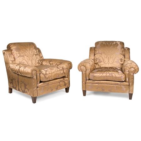 Appraisal: Style of Emile-Jacques Ruhlmann Pair of Club Chairs Estimate -