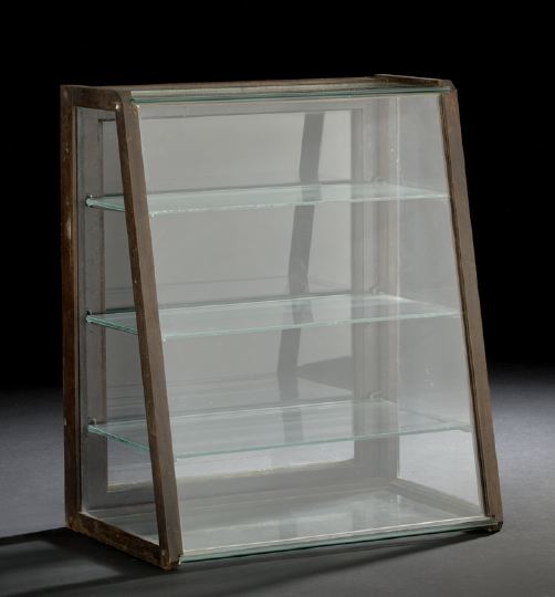 Appraisal: Ash and Glass Slant-Front Tabletop Vitrine first quarter th century