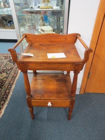 Appraisal: Antique Pine Washstand lower shelf and drawer towel racks on