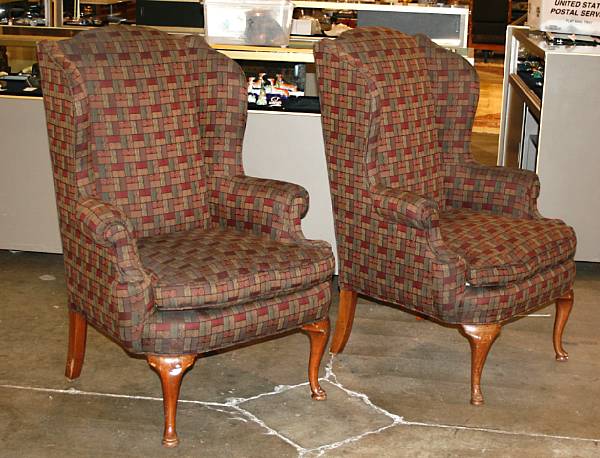 Appraisal: Two Chippendale style wingchairs height in width in