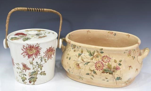 Appraisal: lot of English Staffordshire wash set items including slop jar