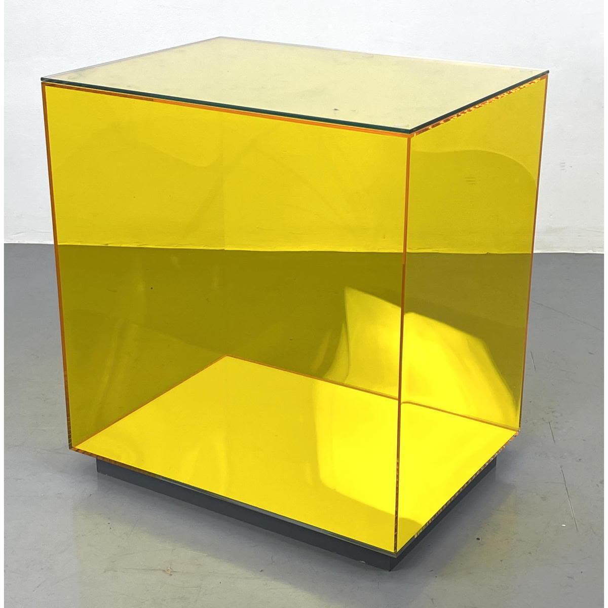 Appraisal: Transparent Acrylic Cube Form Table has a custom glass top