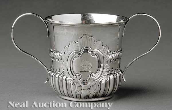 Appraisal: A George III Sterling Silver Caudle Cup John Moore London