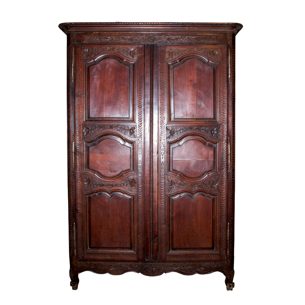 Appraisal: French Provincial Oak Armoire Height feet inches width inches depth