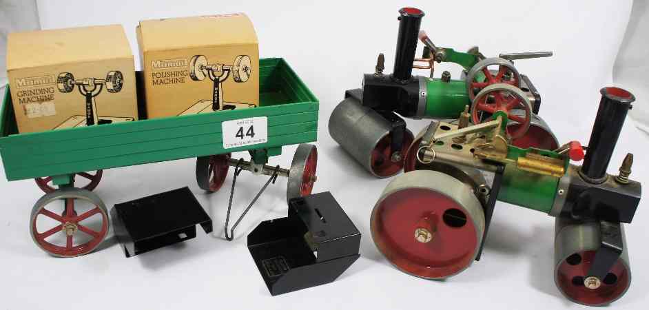 Appraisal: Two Mamod Steam Tractors One Trailer and Two Boxed Polishing