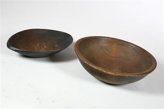 Appraisal: TWO WOODEN BOWLS American th century hardwood Turned bowl with