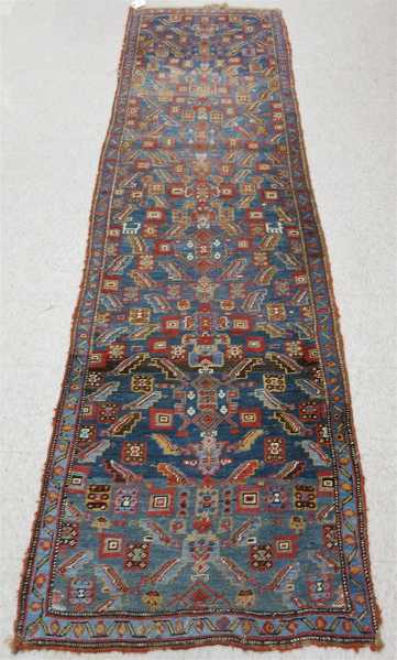 Appraisal: ANTIQUE PERSIAN TRIBAL FRAGMENT RUNNER Kurd Bijar hand knotted overall