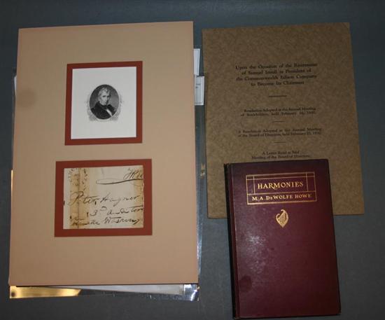 Appraisal: President Harrison Miscellany Items signed Largest x in Smallest x