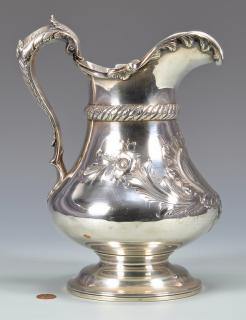 Appraisal: Bailey Sterling Silver Pitcher c Bailey Silver Pitcher Rococo Revival