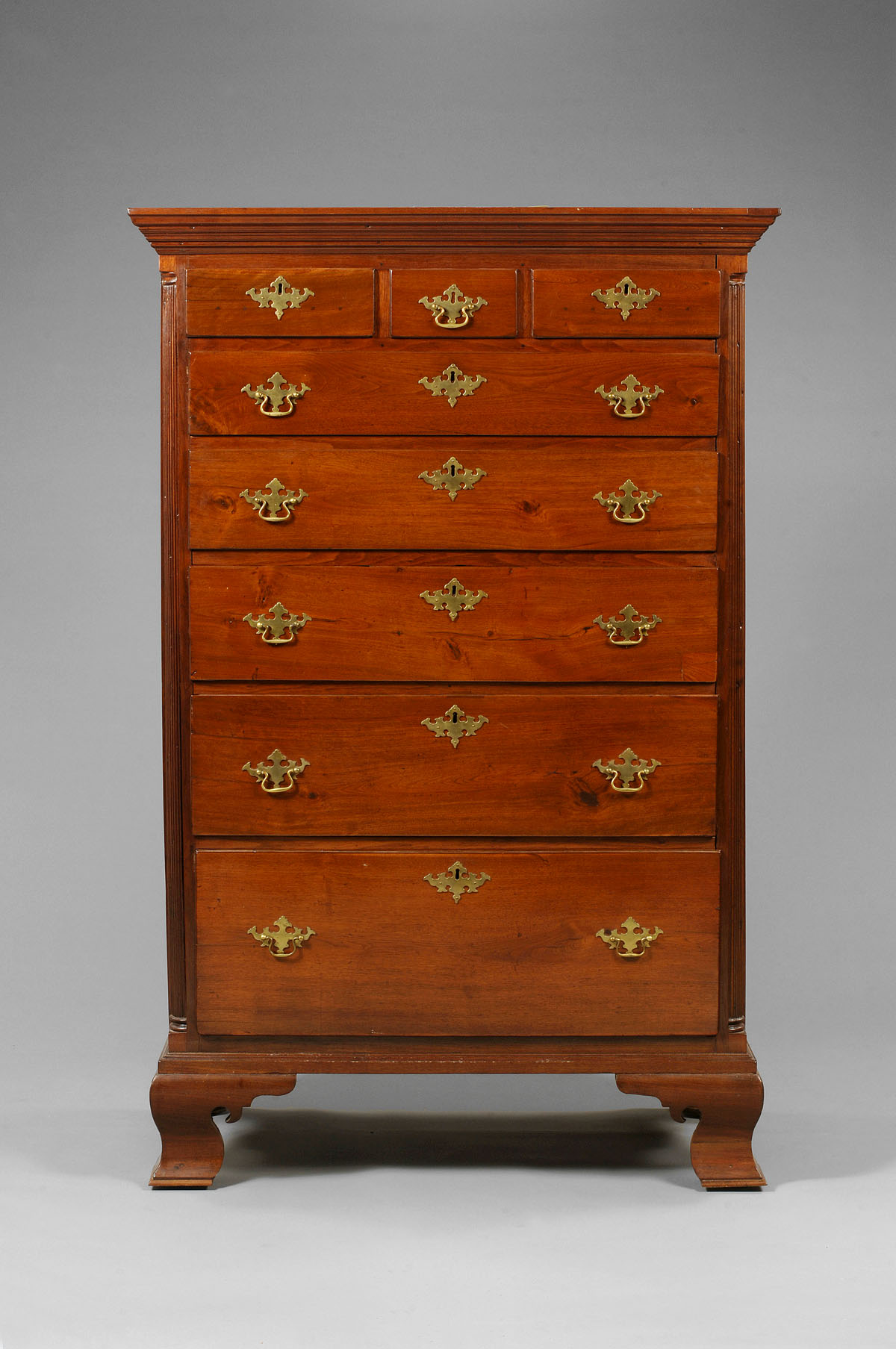 Appraisal: PENNSYLVANIA CHIPPENDALE WALNUT TALL CHEST OF DRAWERS The rectangular molded