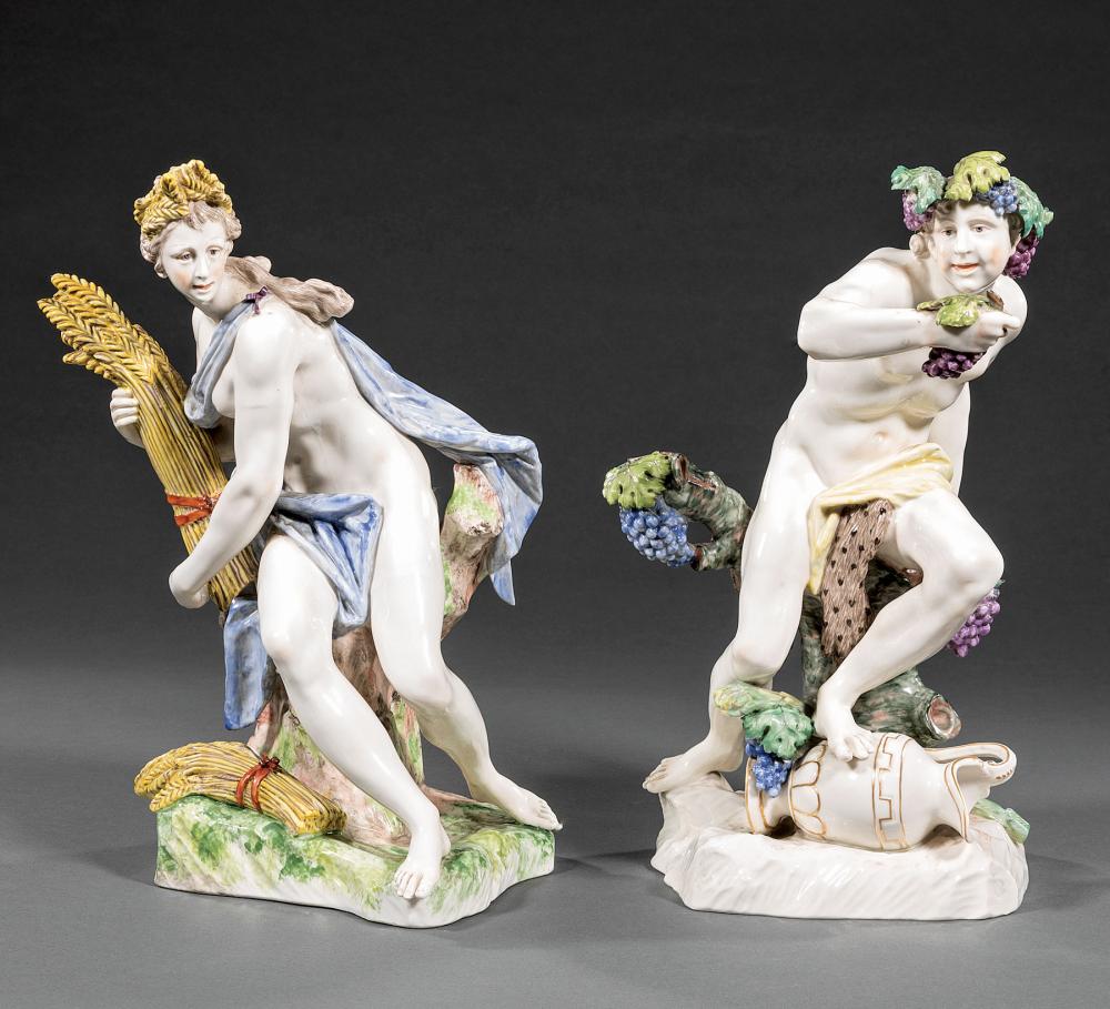 Appraisal: Two Antique Nymphenburg Figures of Ceres als Sommer and Bacchus