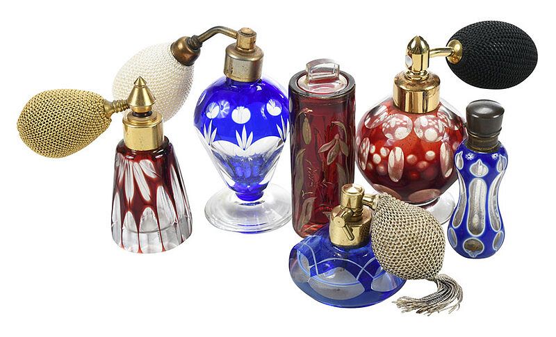 Appraisal: Six Cut To Clear Perfume or Scent Bottles Continental Asian