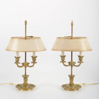 Appraisal: Nice pair Louis Philippe bronze bouillotte lamps th c white