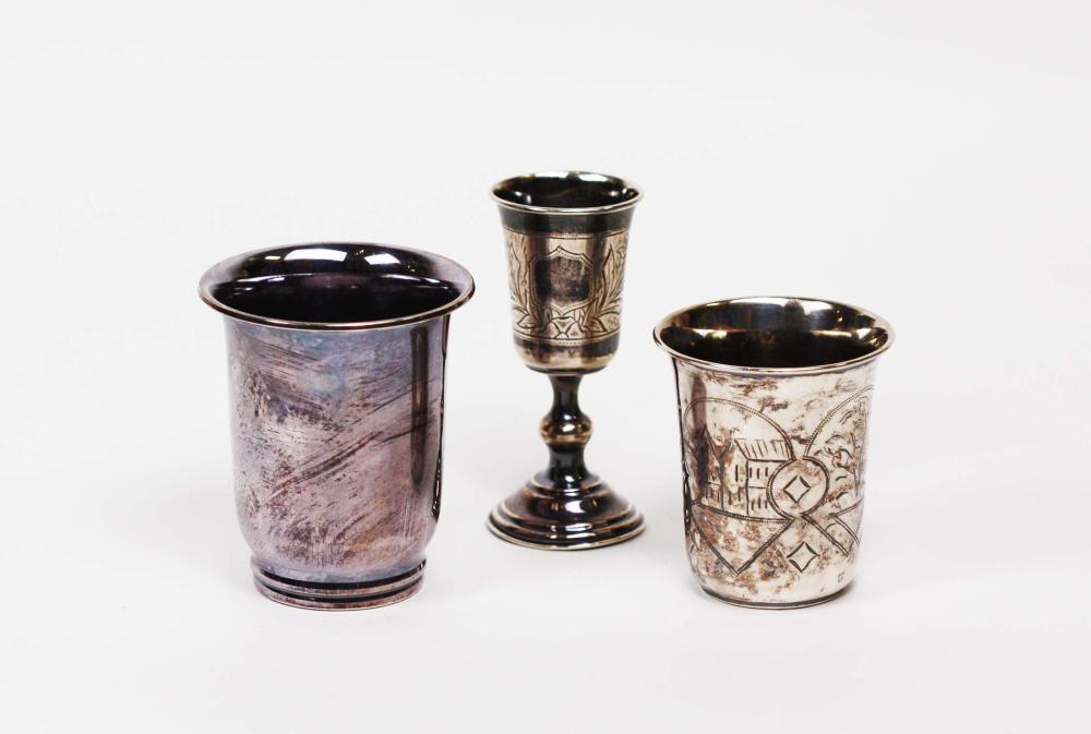 Appraisal: CONTINENTAL SILVER KIDDUSH CUPS TWO DANISHSilver Beakers The first a