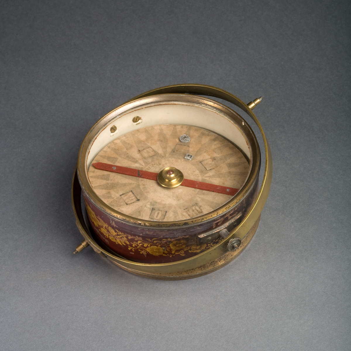 Appraisal: LARGE CASED SHIP'S COMPASS WITH TOLE PAINTED BODY RETAILED BY