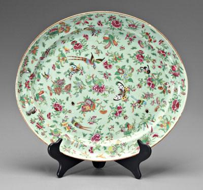 Appraisal: Chinese famille rose platter rose Canton on a celadon ground