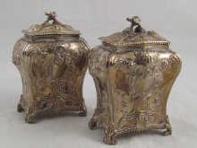 Appraisal: A pair of Georgian silver tea caddies of bombe form