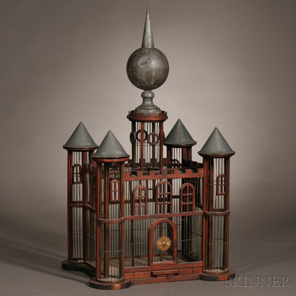 Appraisal: Hardwood and Zinc Birdcage India or Southeast Asia late th