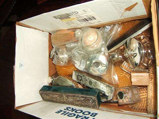 Appraisal: A box of silver dressing table items including brushes silver