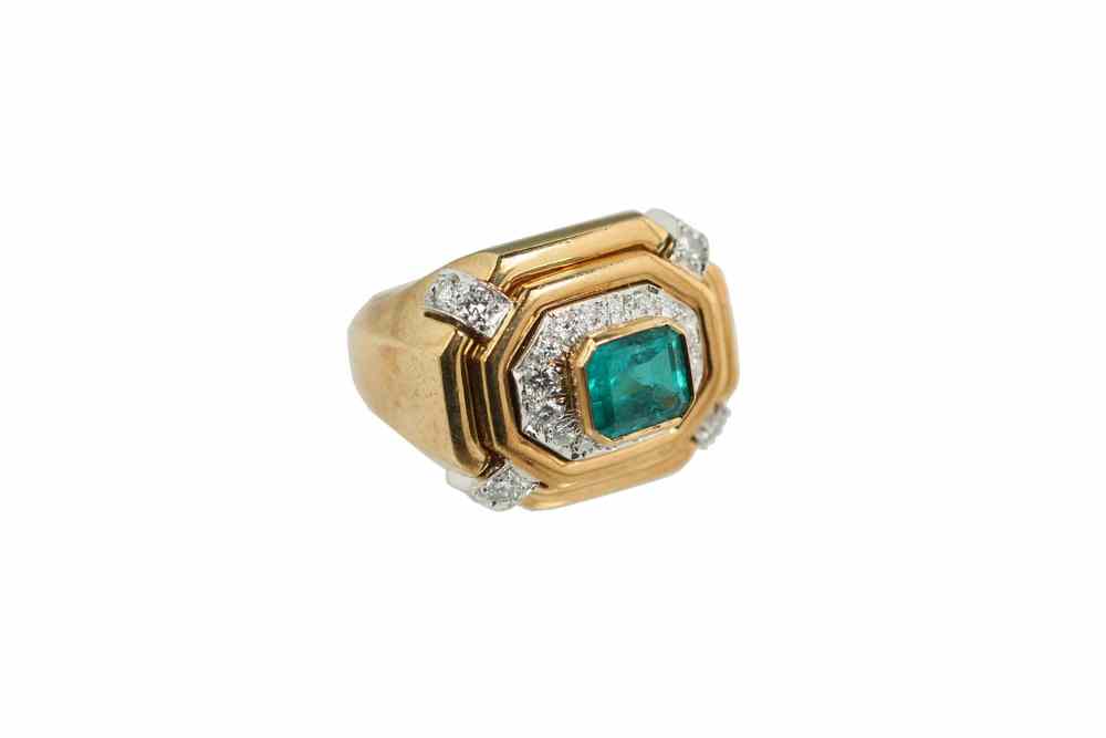 Appraisal: LADY'S RING - One handmade K yellow gold and platinum