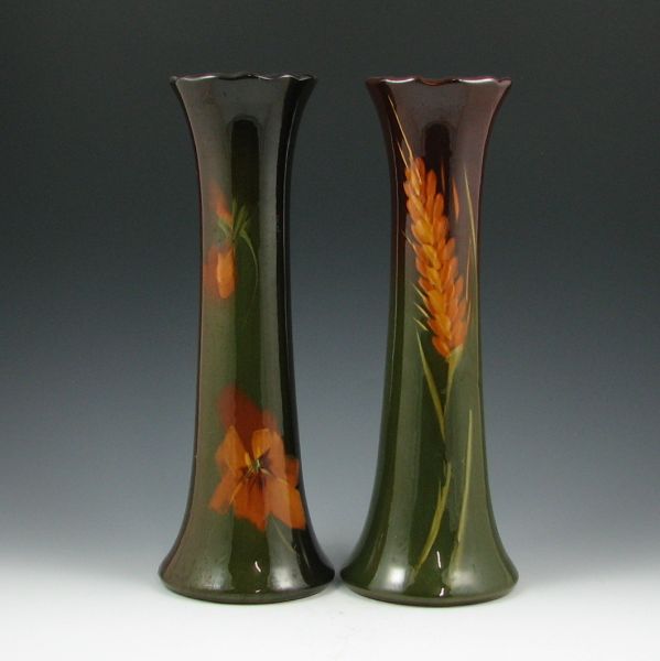 Appraisal: McCoy Loy-Nel-Art standard glaze vases with floral and wheat decorations