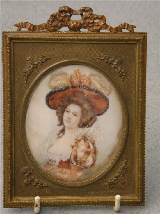 Appraisal: th century portrait miniature of a young women in red