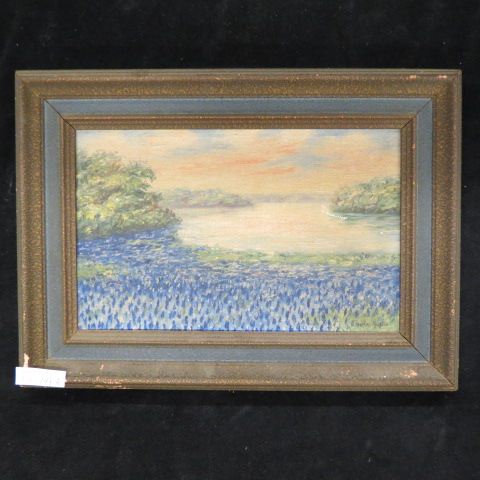 Appraisal: Martha Elizabeth Austin oil blue bonnets along the river famous