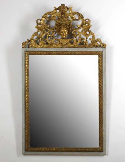 Appraisal: Italian Giltwood and Polychromed Looking Glass mid- th century the