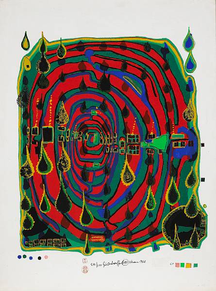 Appraisal: Friedensreich Hundertwasser Austrian - Sad not so sad is rainshine