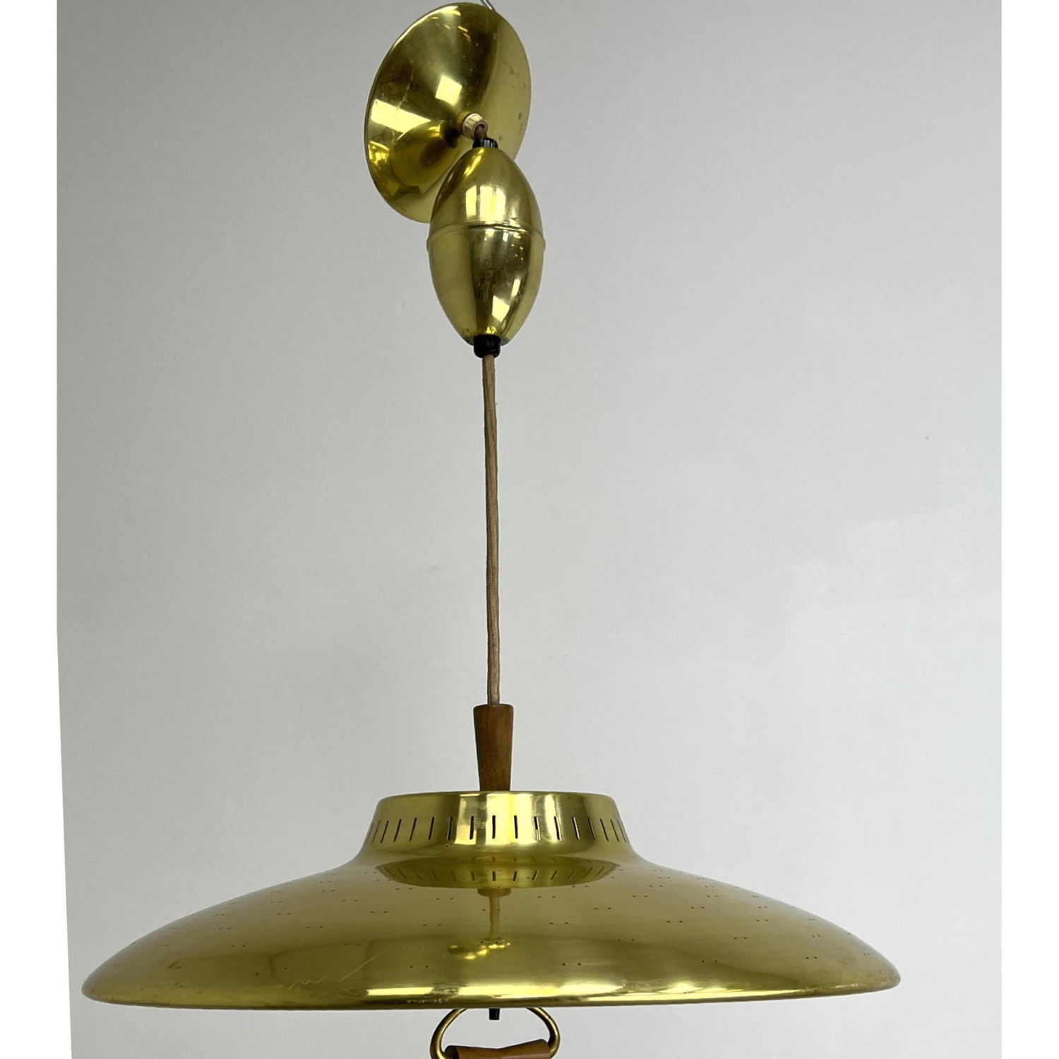 Appraisal: Lightolier Adjustable Height Pendant Chandelier Lamp Pierced shade Dimensions H