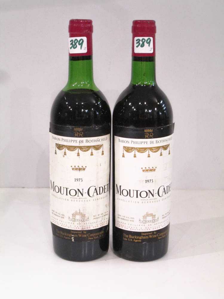 Appraisal: TWO BOTTLES OF VINTAGE FRENCH RED BORDEAUX WINE Chateau Mouton-Cadet